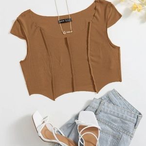 Scoop Neck Asymmetrical Crop Top